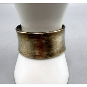 Sterling Silver Wide Concave Cuff Bracelet Brushed Minimalist Statement 24g